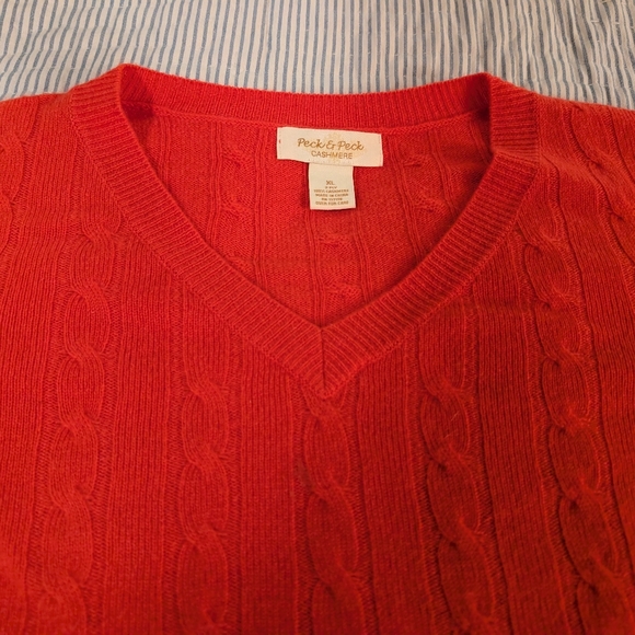 Peck & Peck Sweaters - CASHMERE Coral Cable Sweater XL Peck and Peck